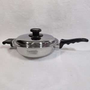 Americraft Gourmet Skillet 10.5 Inch Silver Stainless Steel W/ Lid USA West Bend